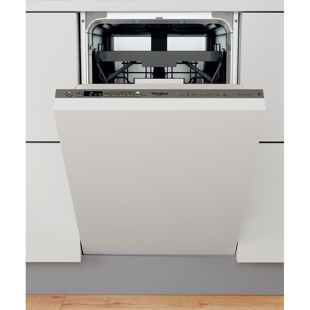 Whirlpool WSIO3T223PCEX - Lavastoviglie incasso 45CM 10 coperti 7 programmi 43DB terzo cesto porta posate 6SENSO