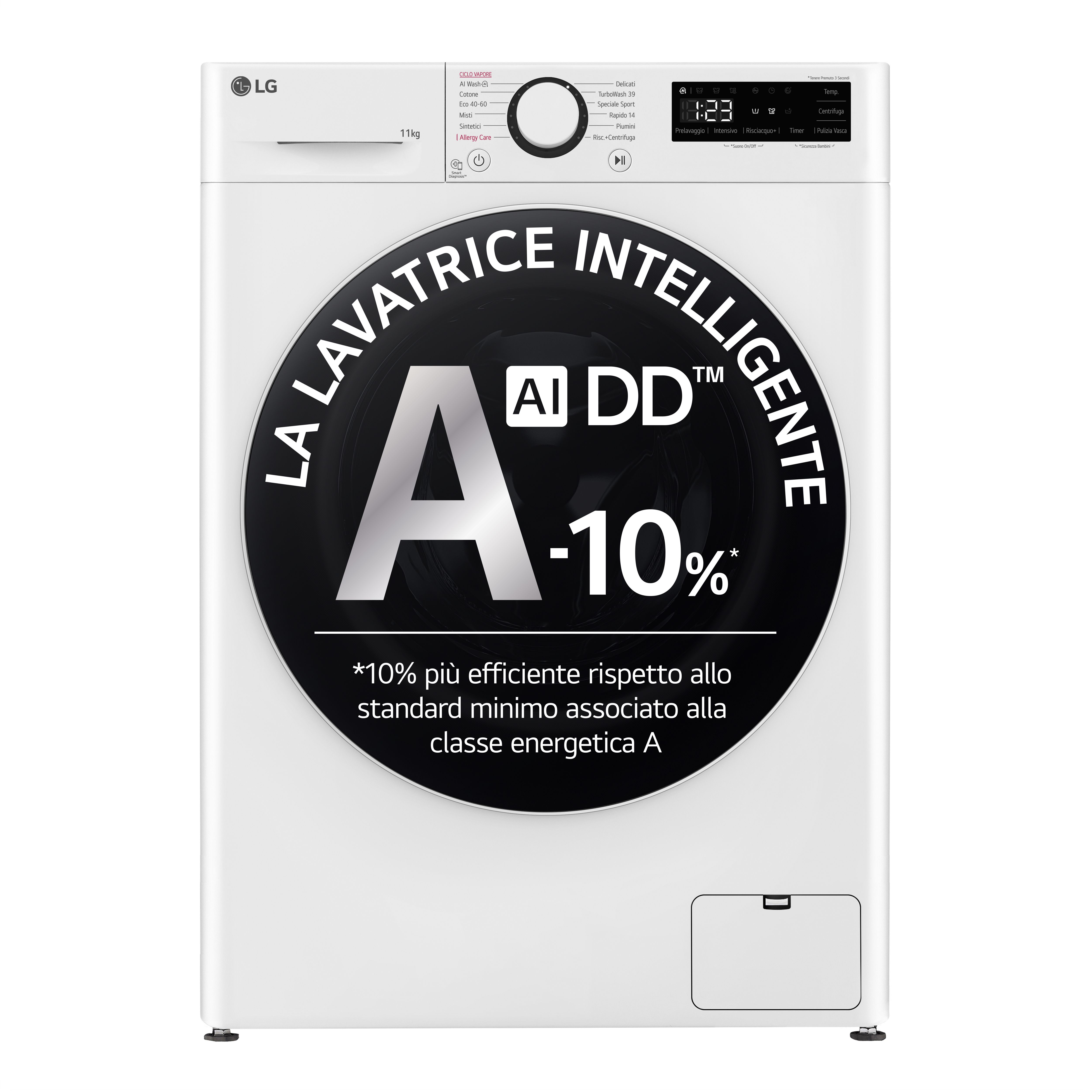 LG F4R5011TSWW   LAVATRICE 11 KG 1400 GIRI   VAPORE     TURBOWASH CLASSE A 10   OBLO NERO