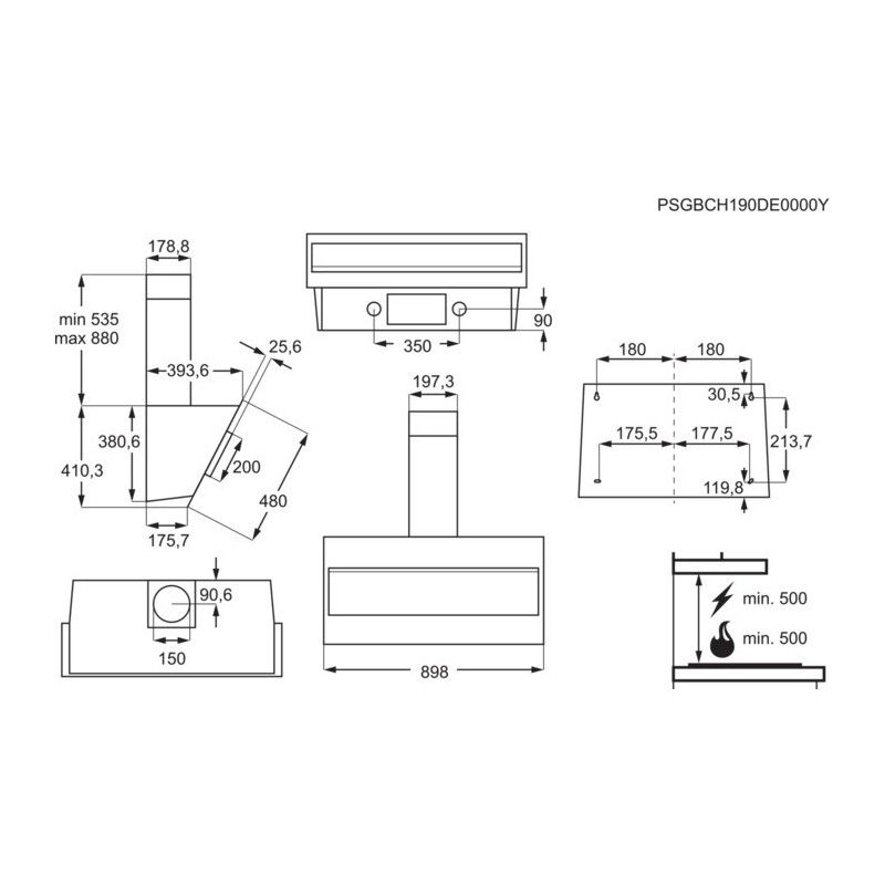Electrolux LFV319Y LFV 319 Y Cappa verticale 90 cm Promessa Electrolux LFV319Y LFV 319 Y Cappa verticale 90 cm