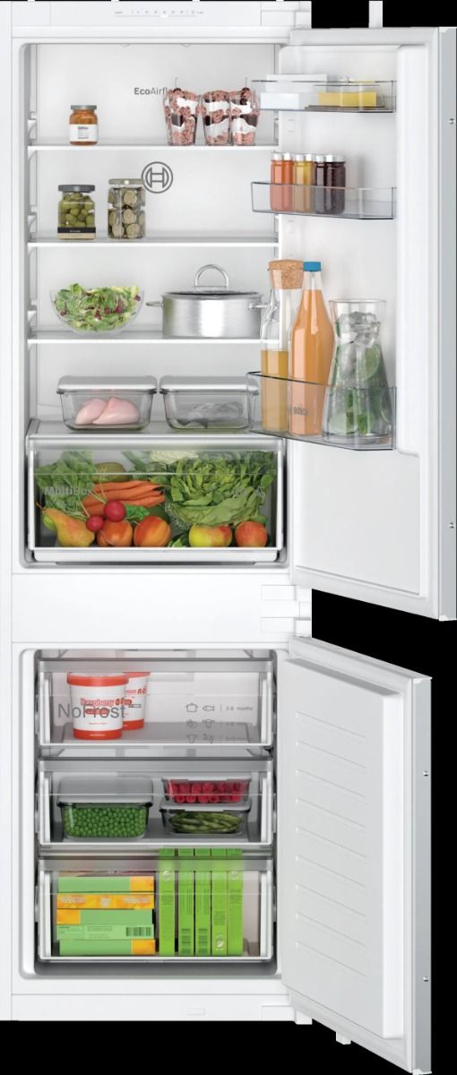 Bosch KIN86NSE0   Frigorifero da incasso   combinato   cerniere a traino   NoFrost   260 lt   porte reversibili   classe E