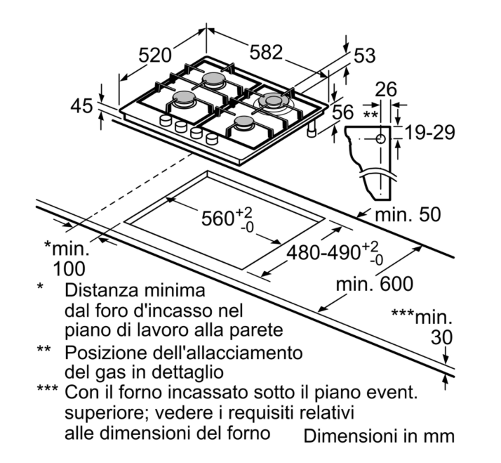 Neff T26DS59N0 - Piano Cottura a Gas in Acciaio Inox da 60 cm con Griglie in Ghisa